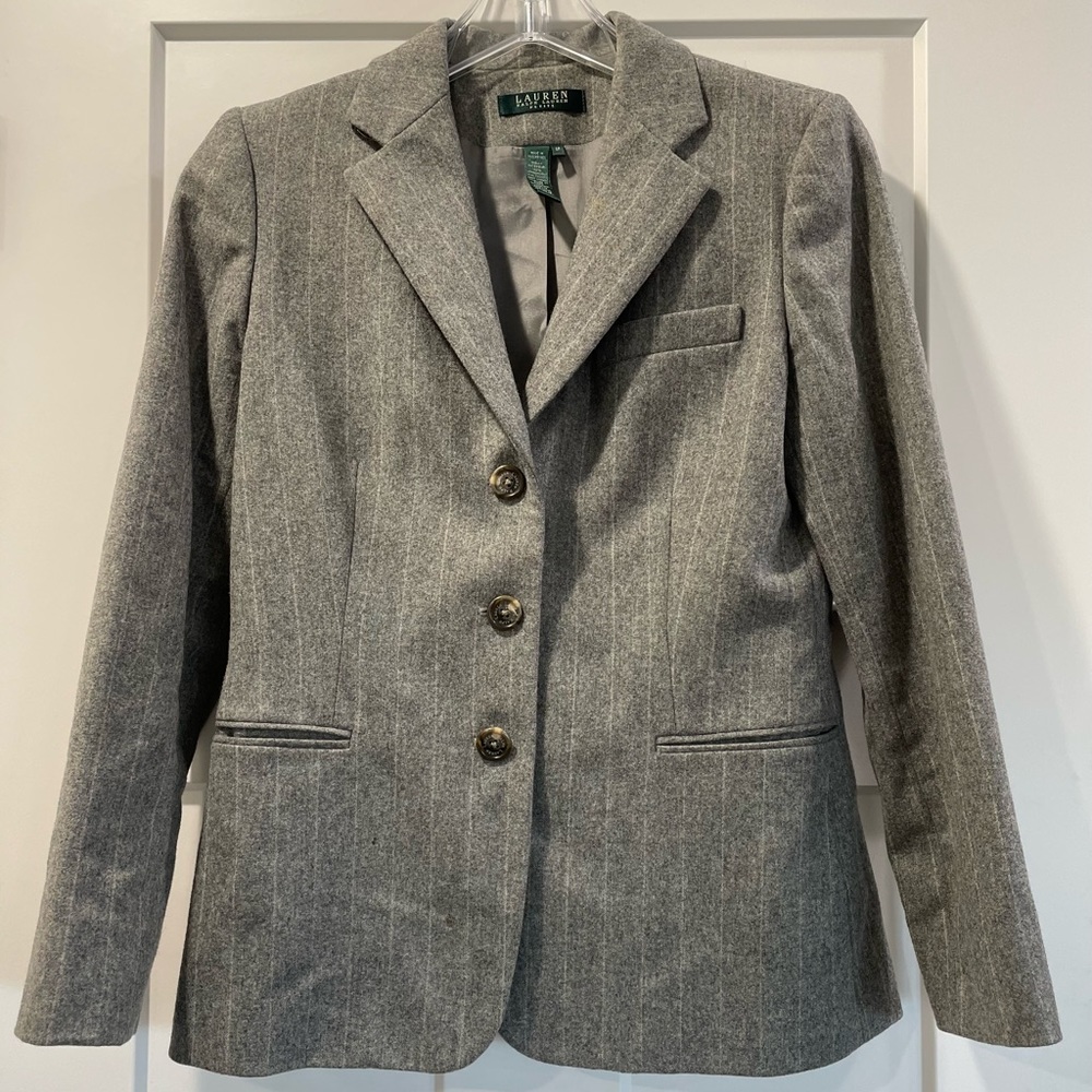 Wool monochrome pinstriped Ralph Lauren blazer